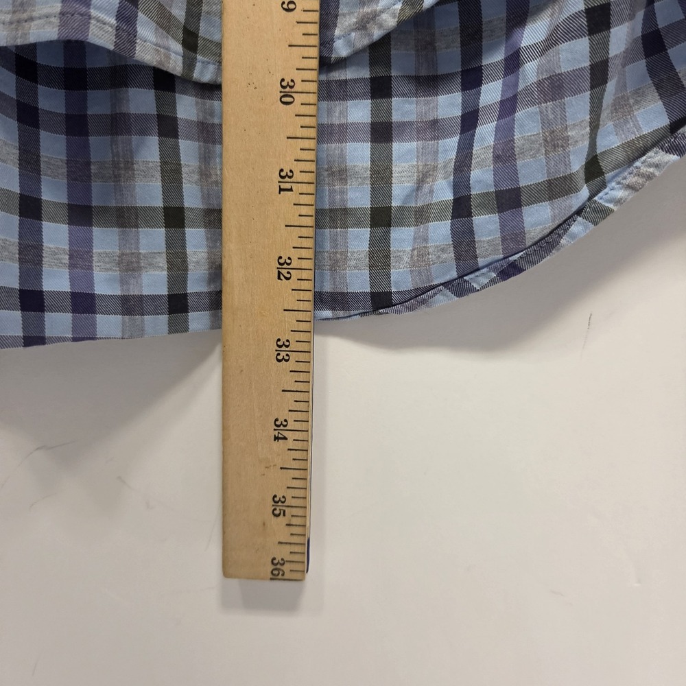 PETER MILLAR Dress Shirt XXL Mens Blue Plaid Cotton Button Down Long Sleeve - Picture 6 of 6